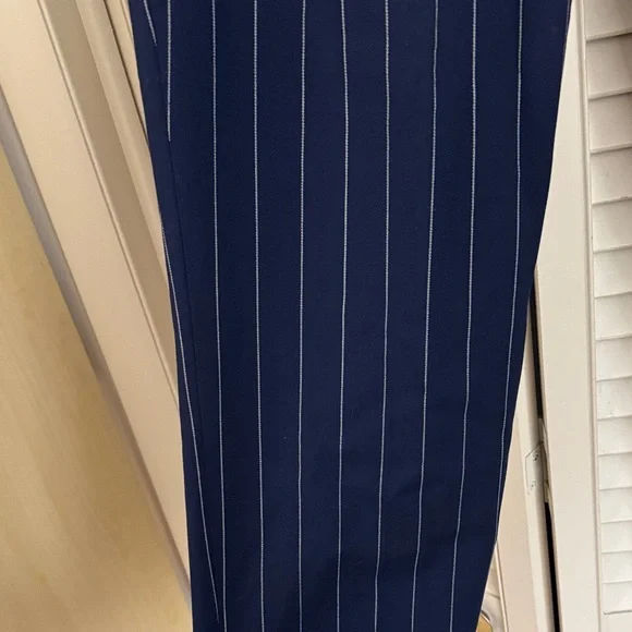 Ralph Lauren BLACK LABEL Navy Striped Trousers SZ 12 - Picture 2 of 6